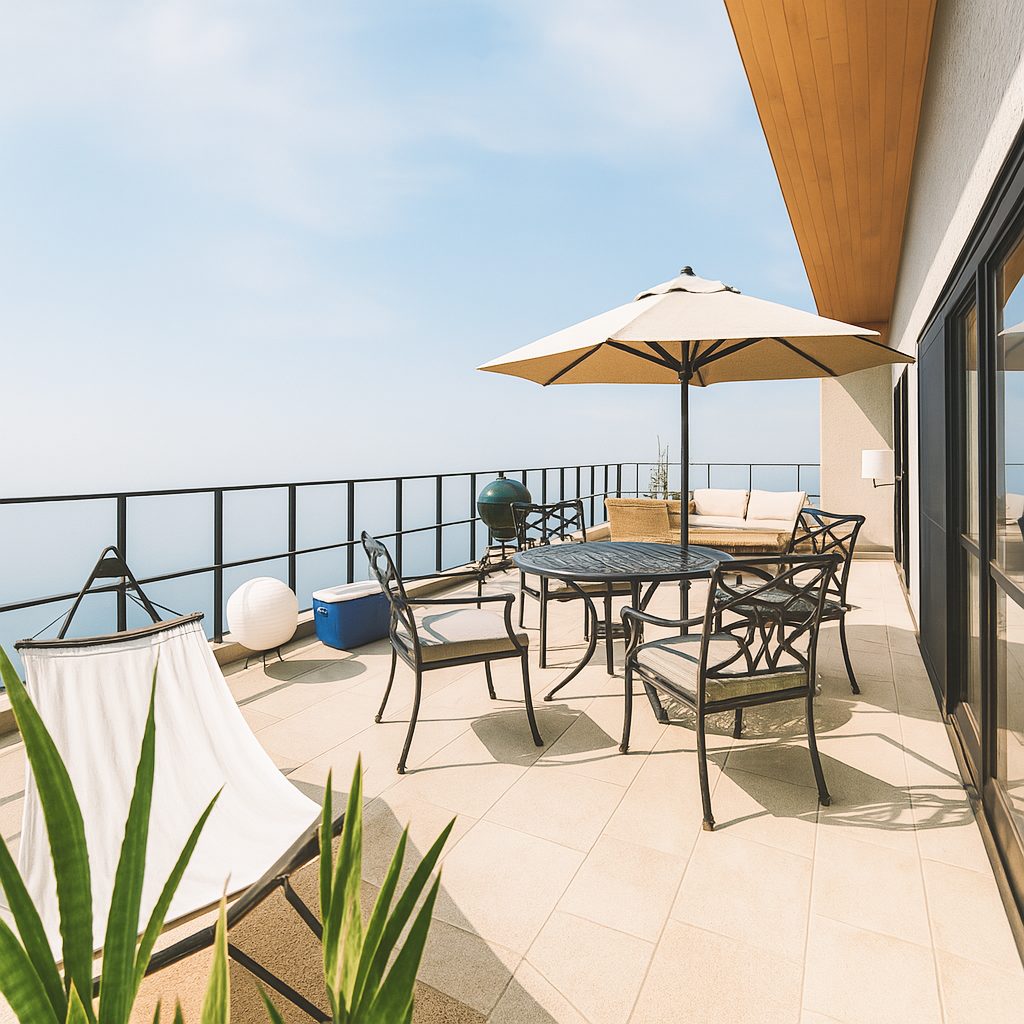 【Garage House⑩】自宅兼事務所!バルコニーでバーベキューができるガレージハウス、昼間のバルコニー④