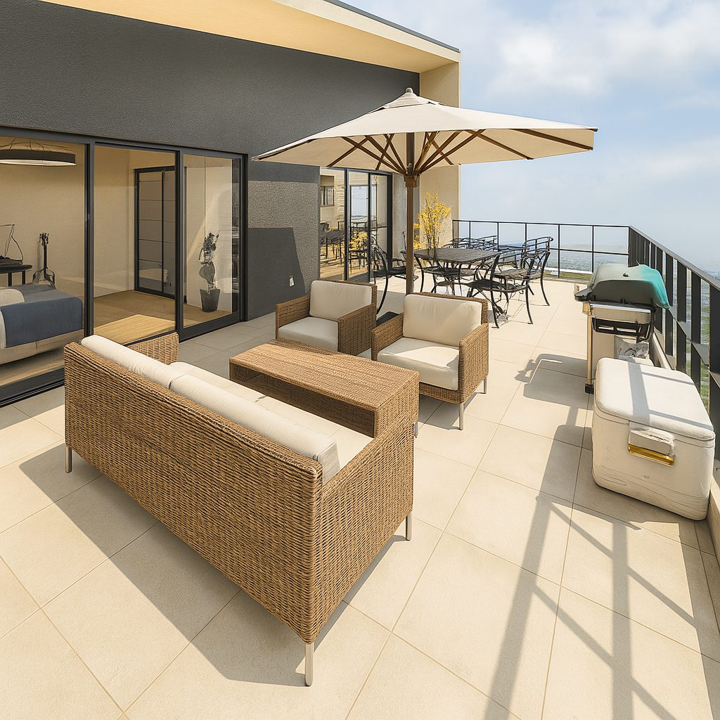 【Garage House⑩】自宅兼事務所!バルコニーでバーベキューができるガレージハウス、昼間のバルコニー②