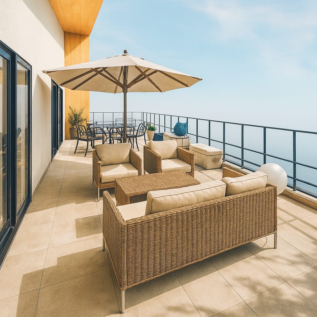 【Garage House⑩】自宅兼事務所!バルコニーでバーベキューができるガレージハウス、昼間のバルコニー①