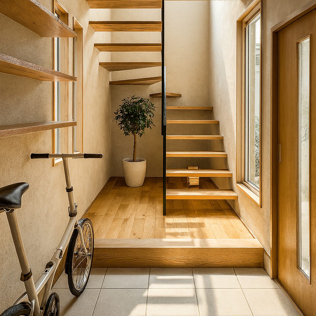 【Garage House①】ナチュラルテイスト2階建てロフト付きのガレージハウス、玄関