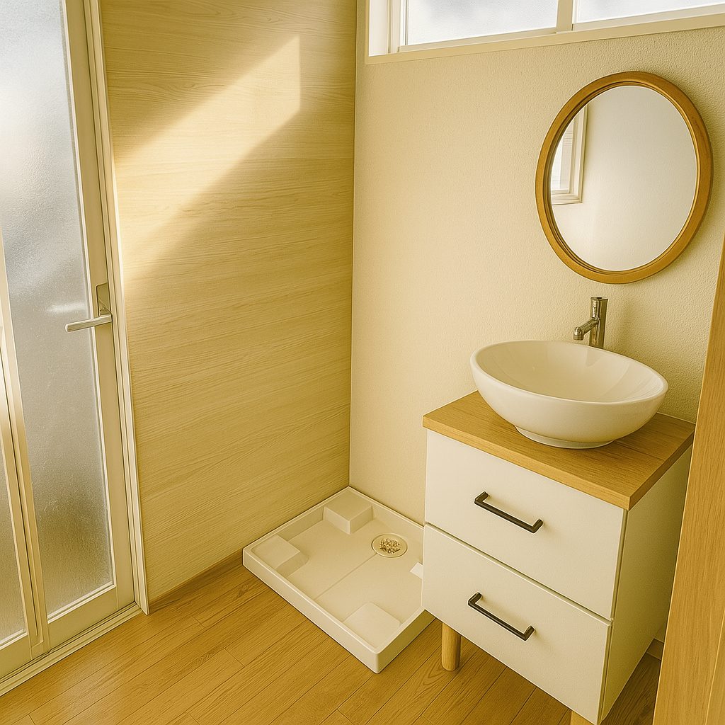 【Garage House①】ナチュラルテイスト2階建てロフト付きのガレージハウス、2F洗面室