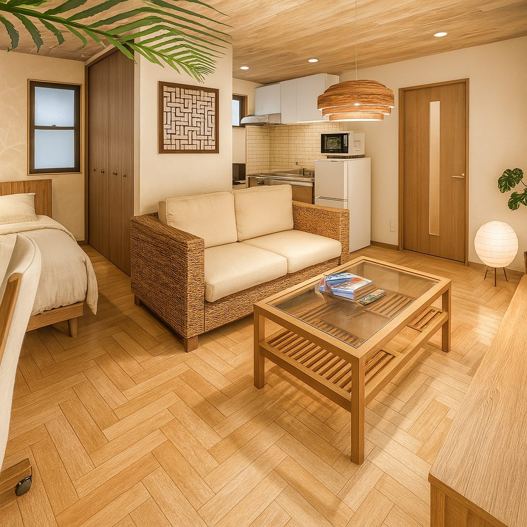 【Garage House⑪】アジアンスタイルの屋上リビングがある平屋ガレージハウス、リビング②