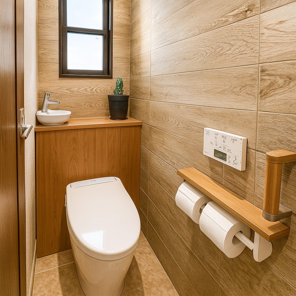 【Garage House⑪】アジアンスタイルの屋上リビングがある平屋ガレージハウス、トイレ