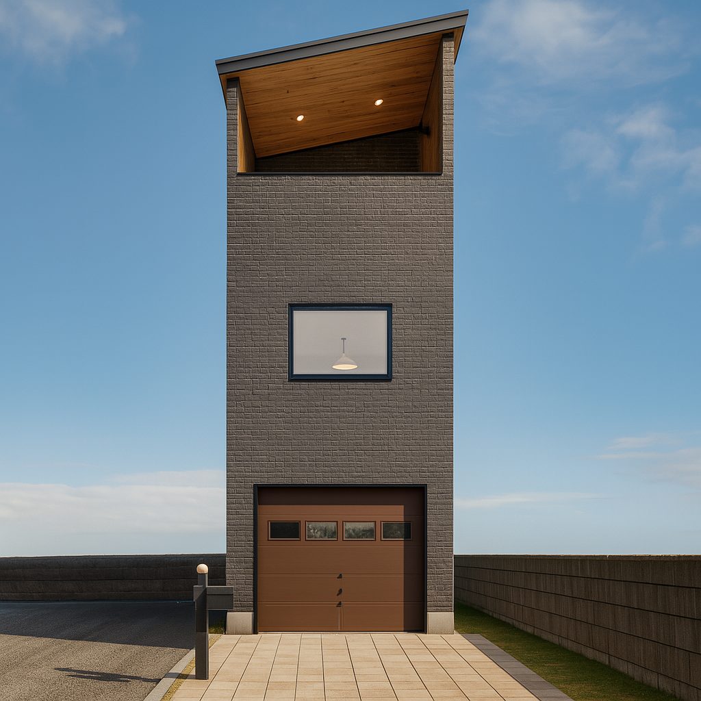 【Garage House⑭】バイクと暮らす3階建て!ブルックリンスタイルのガレージハウス_ガレージハウス正面から