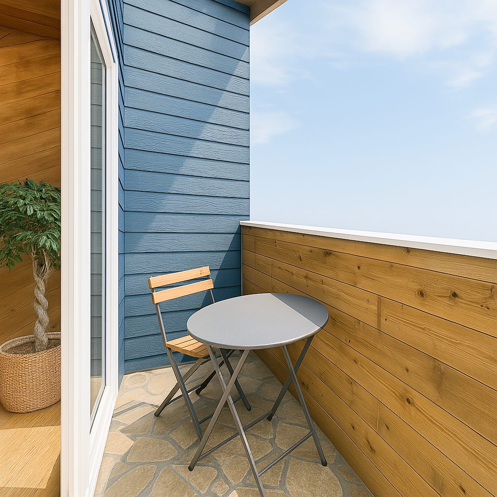 一人暮らしの狭小住宅3階建て!カリフォルニアスタイルのアメリカンガレージハウスの3Fベランダ