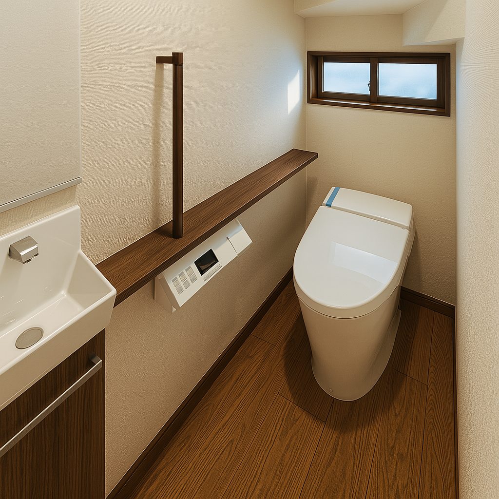 リフォームで可変可能!フレキシブルで自由度が高いガレージハウス、1Fトイレ