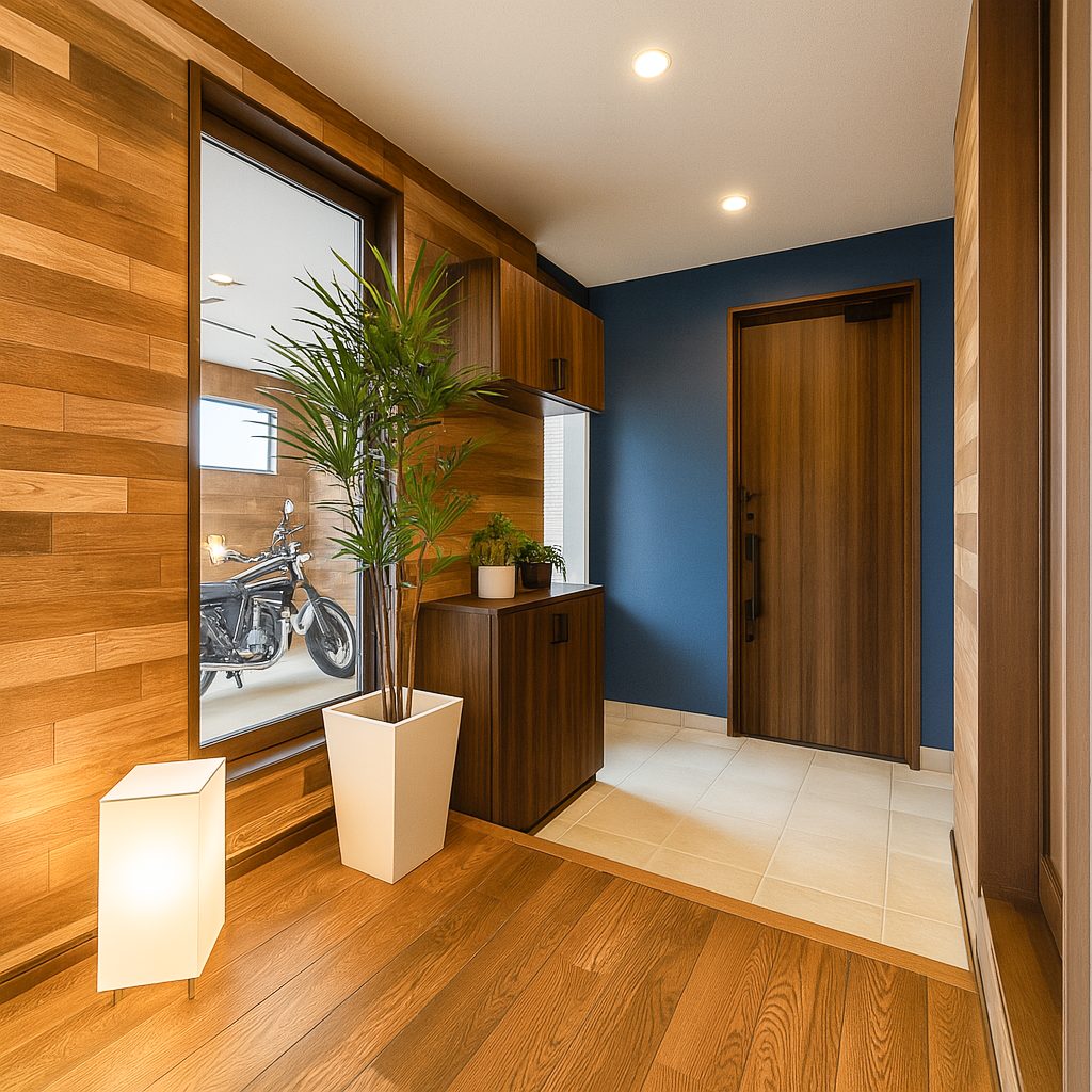 リフォームで可変可能!フレキシブルで自由度が高いガレージハウス、玄関②