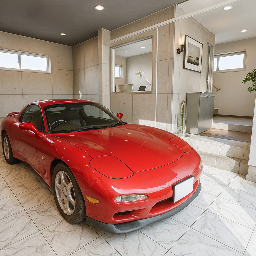 一人暮らし2階建て1LDKガレージハウス間取りプラン、ガレージのイメージパース