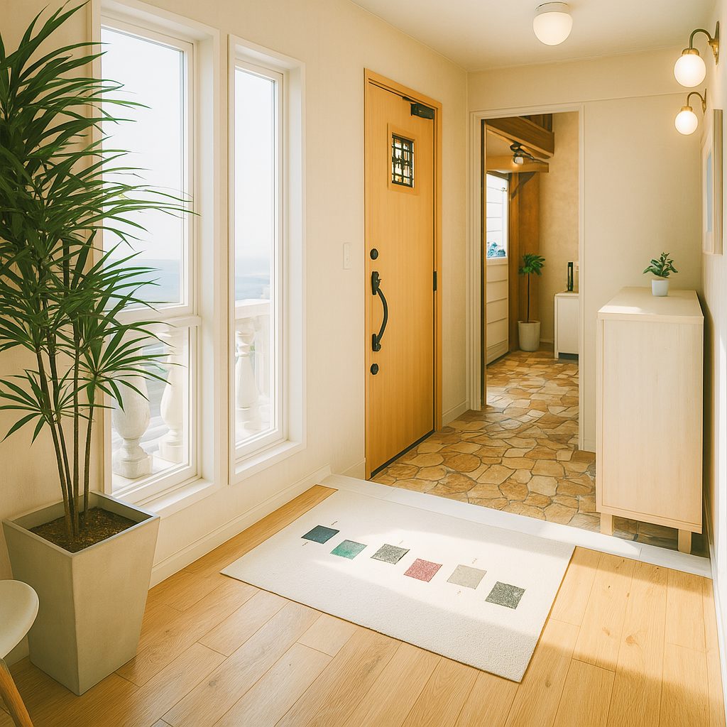 【Garage House③】西海岸カリフォルニアスタイル!平屋のアメリカンガレージハウス、ガレージと行き来できる玄関②