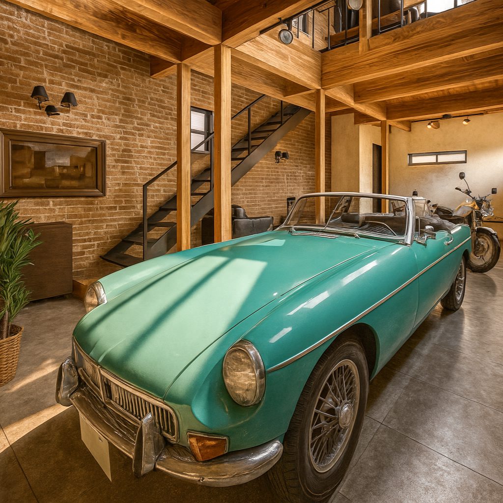 ブルックリンスタイルガレージハウス、おしゃれな内装インテリア参考例ガレージ