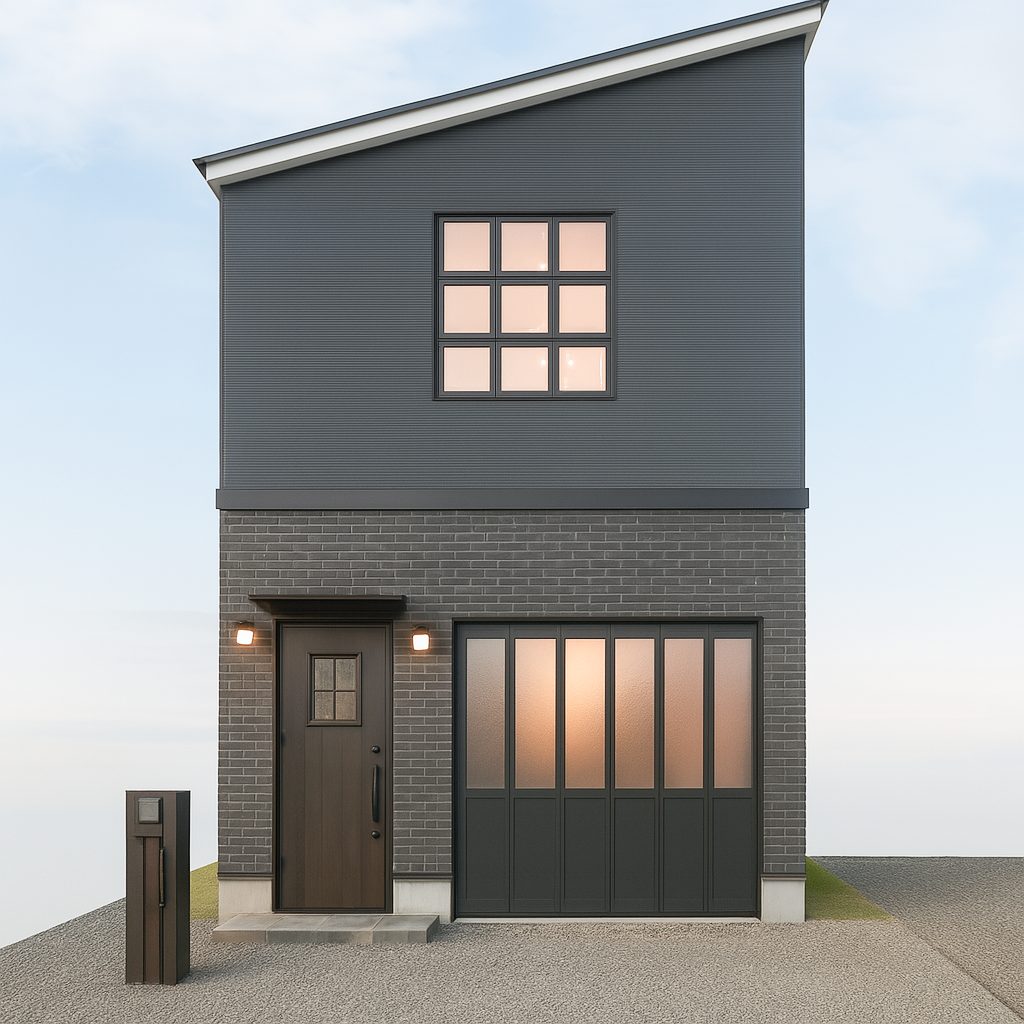 【Garage House④】倉庫みたいな住居!ブルックリンスタイル2階建てのガレージハウス、昼の建物外観