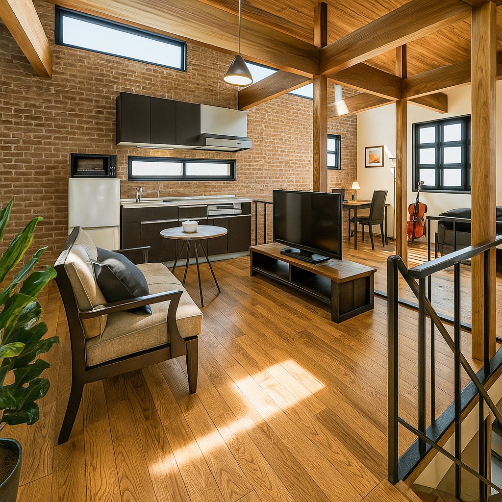 【Garage House④】倉庫みたいな住居!ブルックリンスタイル2階建てのガレージハウス、LDK①