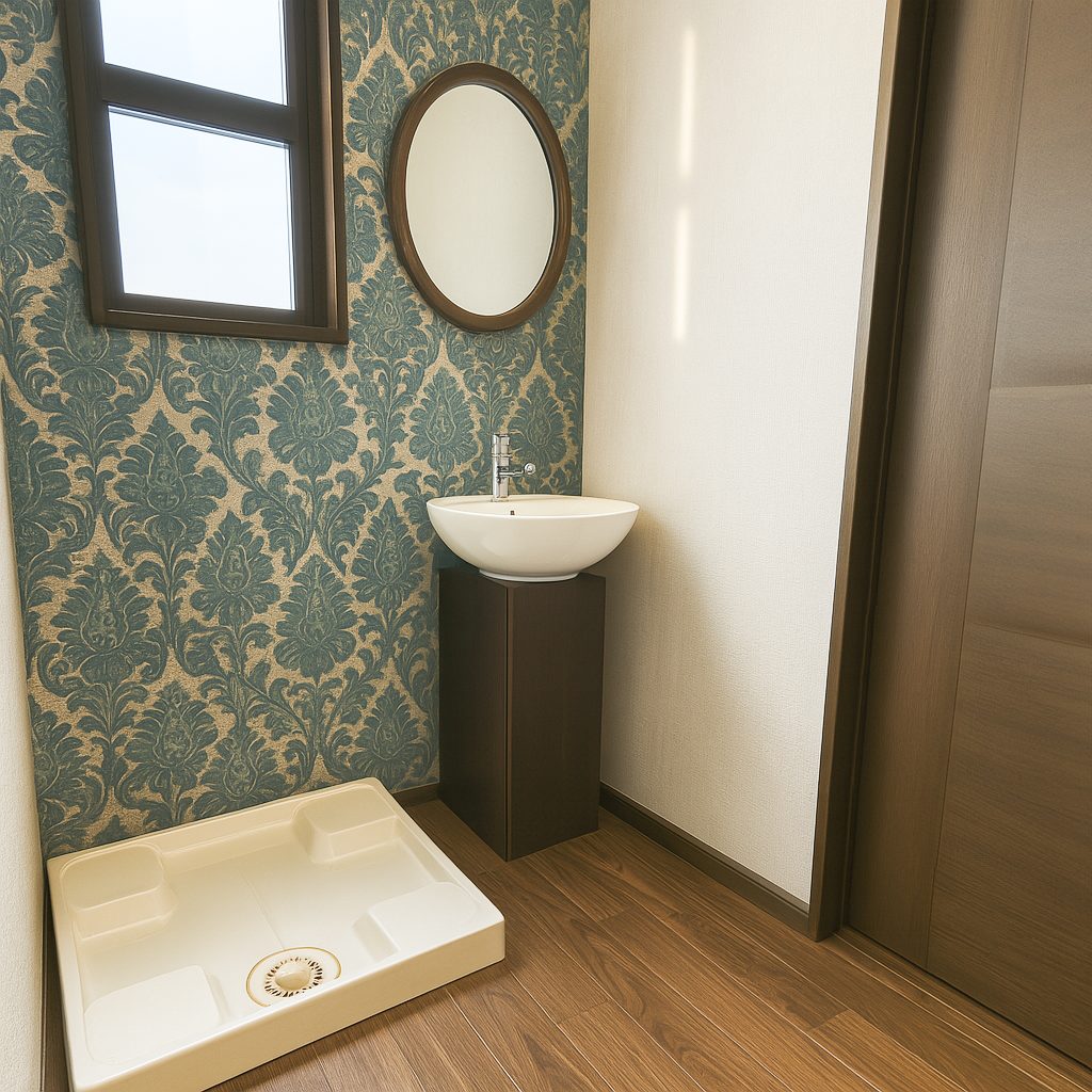 【Garage House⑤】バイクと暮らす家!アジアンスタイル平屋ロフト付きのガレージハウス、洗面室