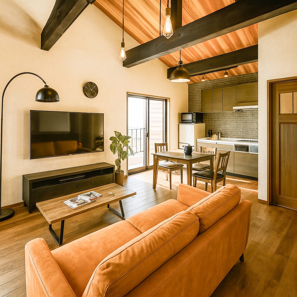 【Garage House⑦】車2台置き!インダストリアルスタイル2LDKの2階建てガレージハウス、LDK②