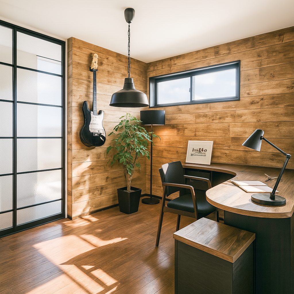 【Garage House⑦】車2台置き!インダストリアルスタイル2LDKの2階建てガレージハウス、書斎