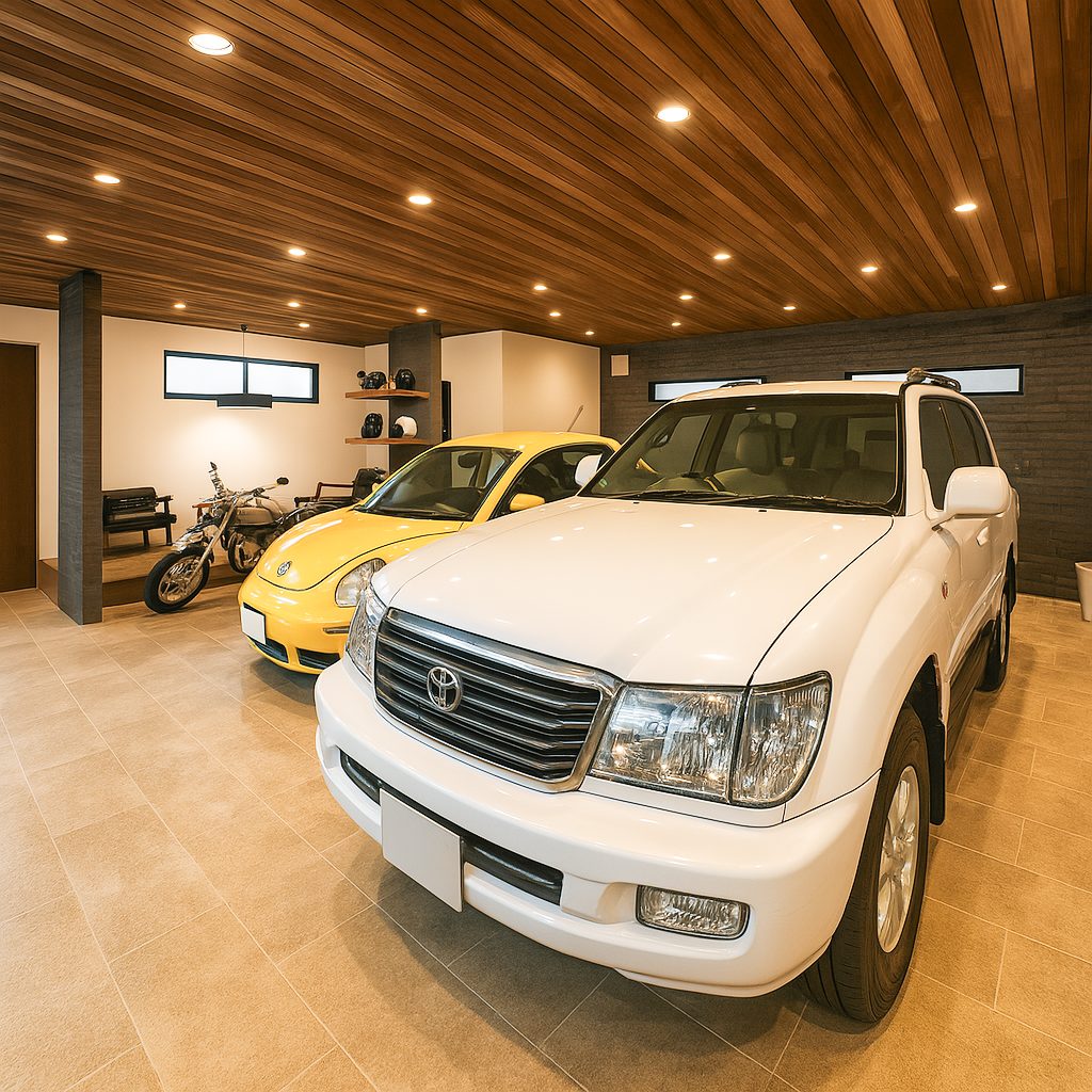 【Garage House⑦】車2台置き!インダストリアルスタイル2LDKの2階建てガレージハウス、ガレージ①