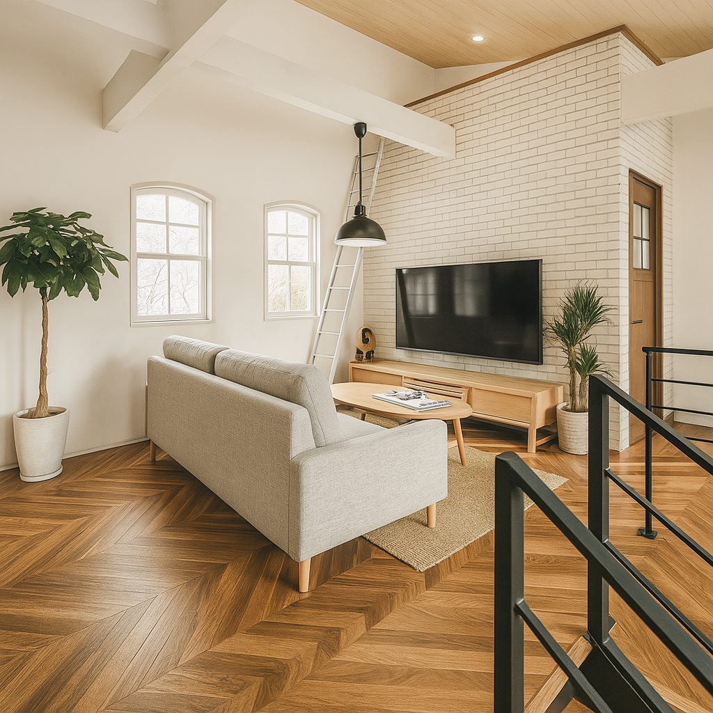 【Garage House⑧】スキップフロアのアメリカンハウス!空間が一つのガレージハウス、リビング②