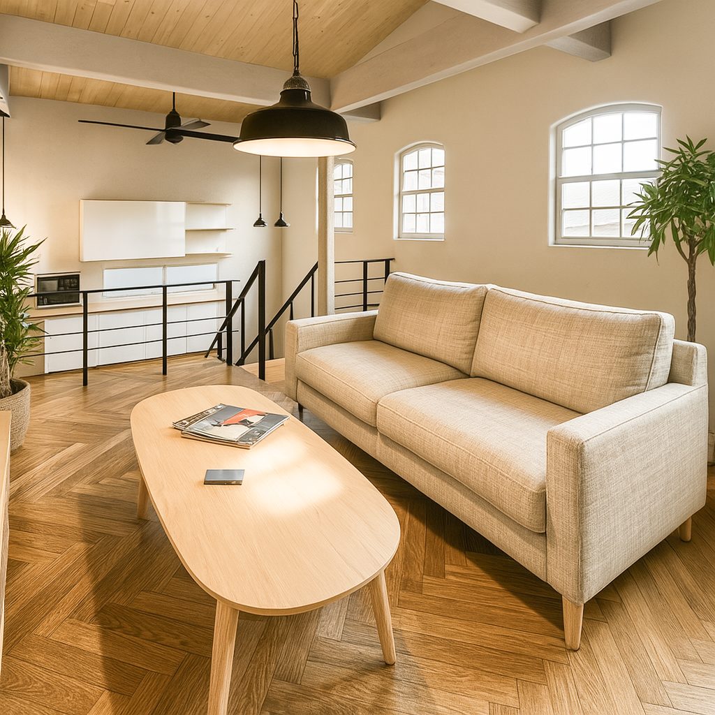 【Garage House⑧】スキップフロアのアメリカンハウス!空間が一つのガレージハウス、リビング④