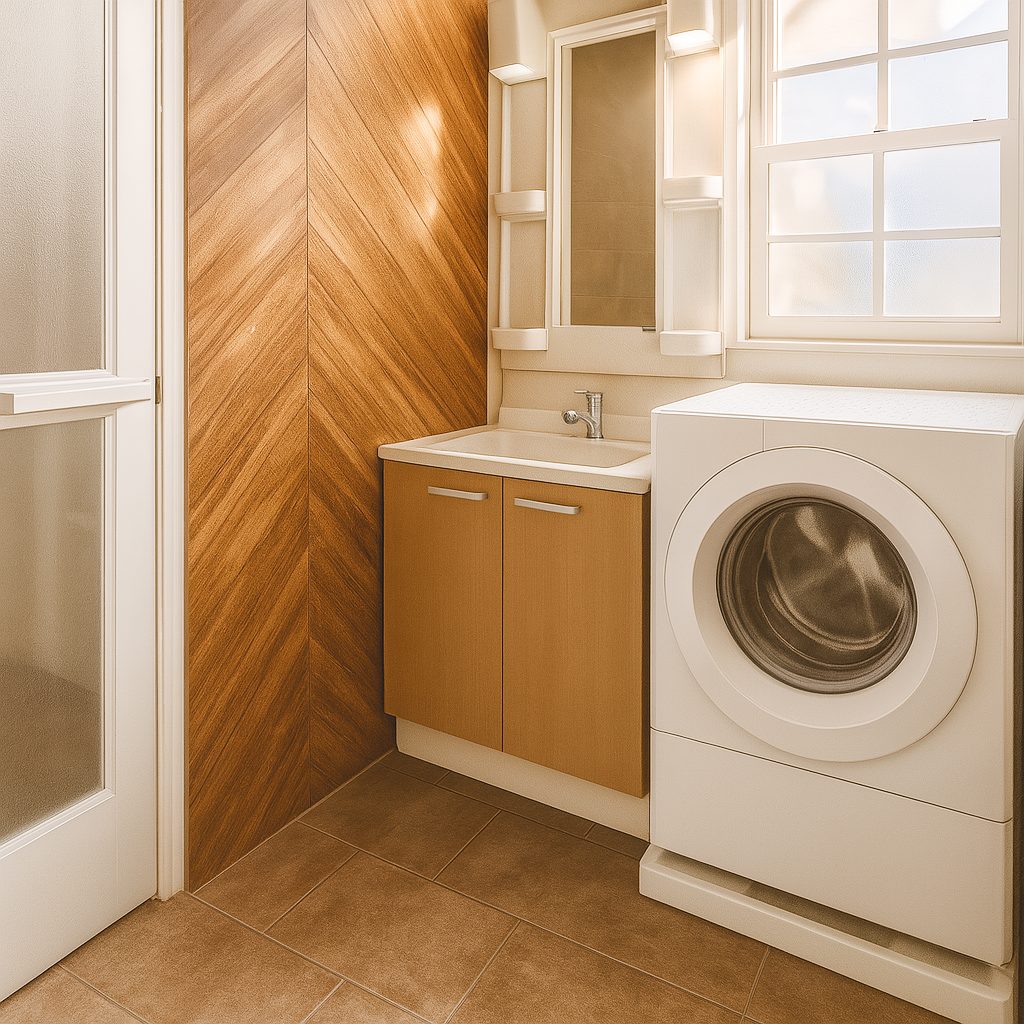 【Garage House⑧】スキップフロアのアメリカンハウス!空間が一つのガレージハウス、洗面室