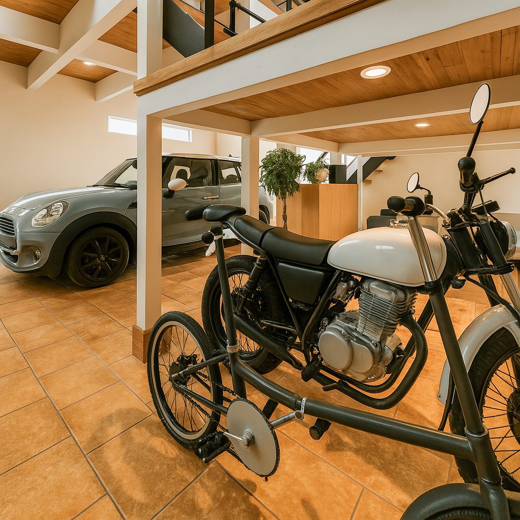 【Garage House⑧】スキップフロアのアメリカンハウス!空間が一つのガレージハウス、ガレージ②