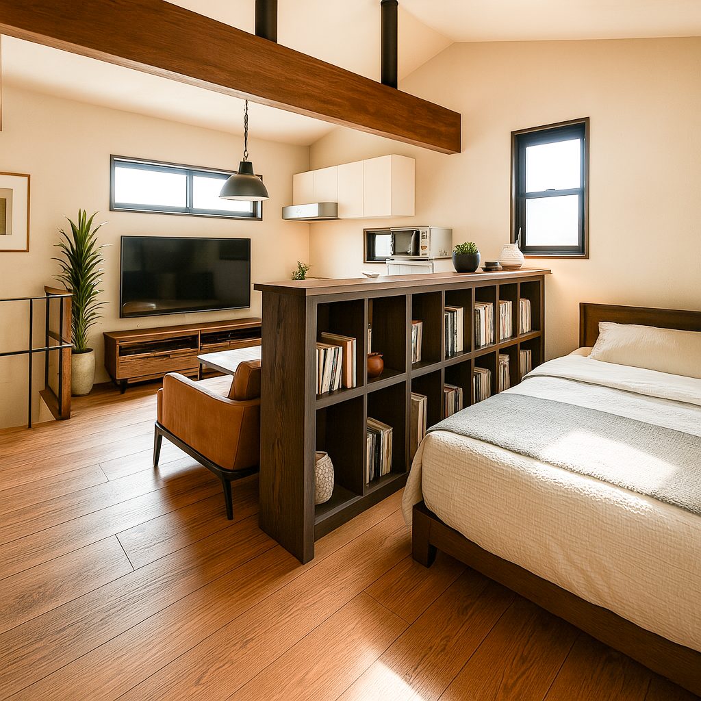 【Garage House⑨】インダストリアルバイカーハウス!スキップフロアのガレージハウス、ベッドスペース①