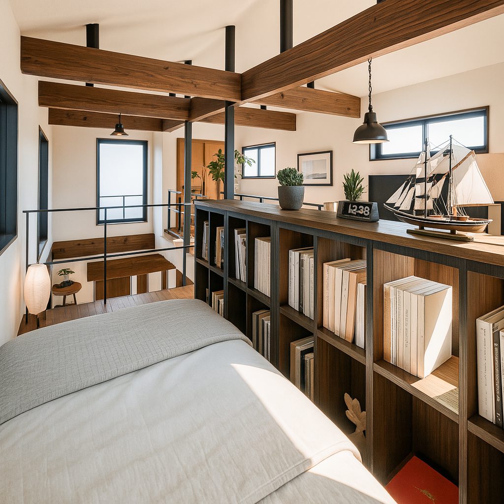 【Garage House⑨】インダストリアルバイカーハウス!スキップフロアのガレージハウス、ベッドスペース②