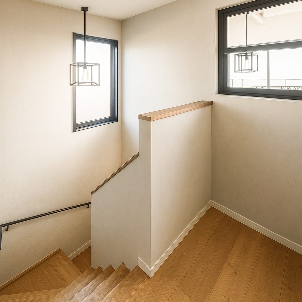 【Garage House⑩】自宅兼事務所!バルコニーでバーベキューができるガレージハウス、2F階段ホール