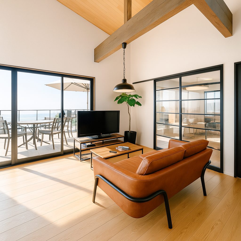 【Garage House⑩】自宅兼事務所!バルコニーでバーベキューができるガレージハウス、リビング